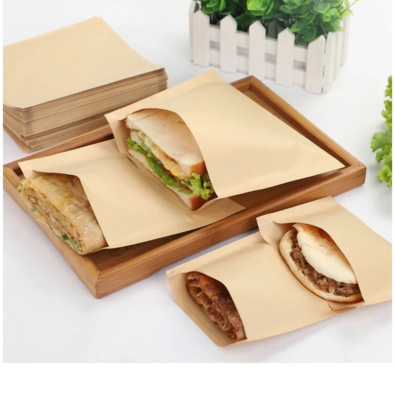 Customized Disposable Sandwich Hamburger PE Coated single doughnut food paper bag packaging
