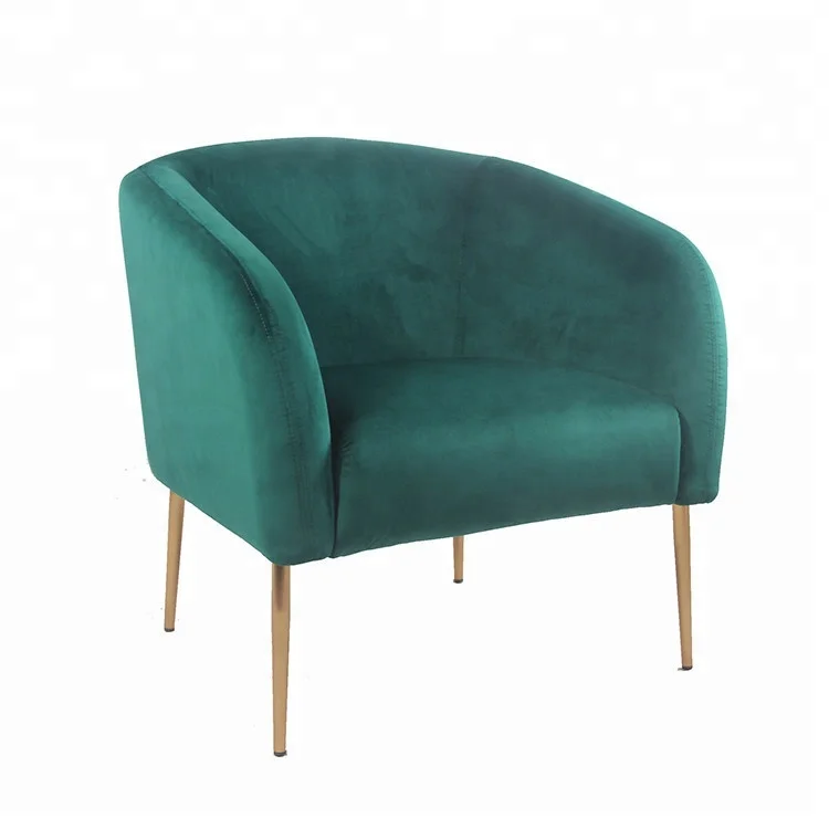 CARLFORD Nordic Style Green Velvet Armchair with Ottoman