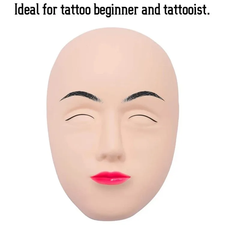 Premium Quality 5D Facial Tattoo Training Head Silicone Practice Permanent Makeup Eyebrow Tattoo Skin Mannequin Doll Face Head