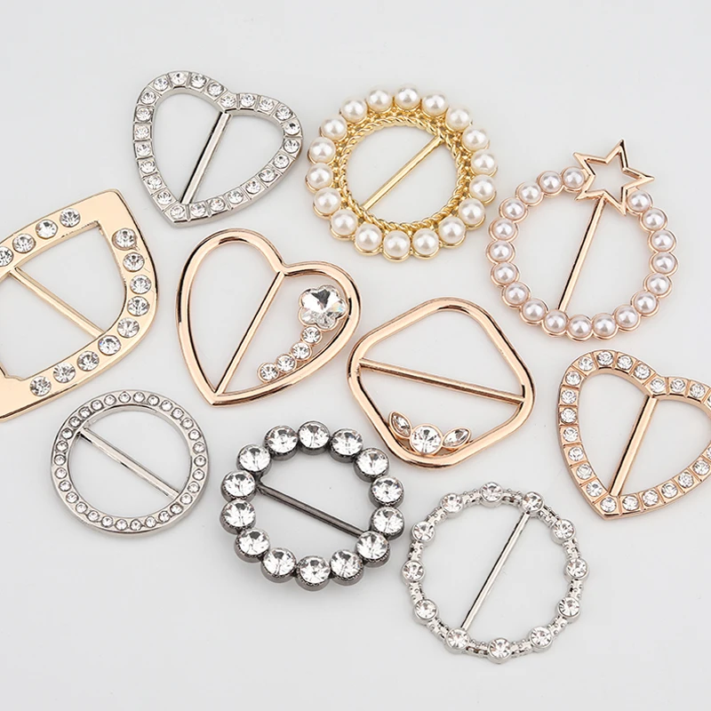 fashion metal buckle with  rhinestones for garments