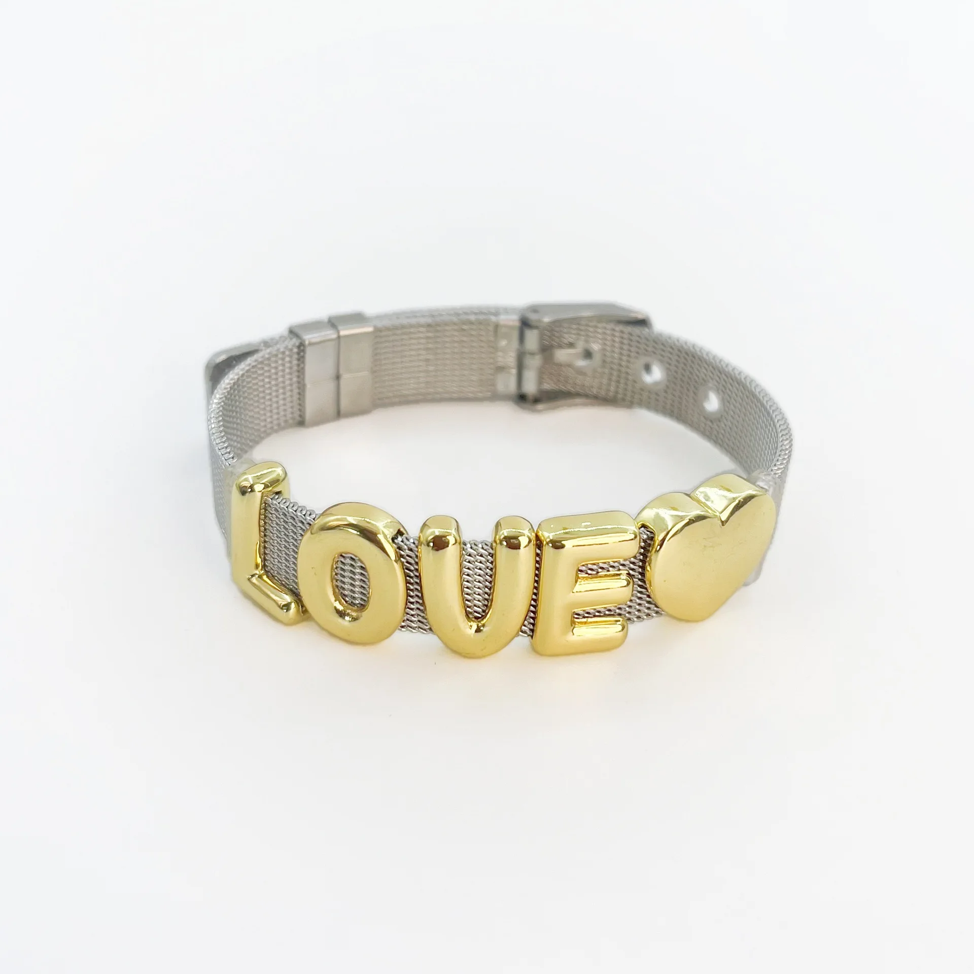 Qiuhan Letter A-Z Zirconium Adjustable Mesh Watch Bracelet Custom Name Bracelet