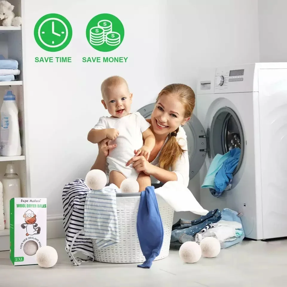 2023 New Trending USA private label Organic 100% Natural Wool Dryer Balls for Laundry Washing Machine