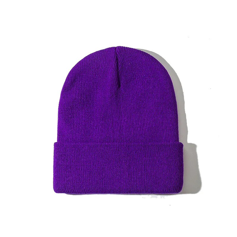 Wholesale Knitted Hat Custom Logo Foreign Trade Autumn/Winter Candy Color Joker Women And Men Cap
