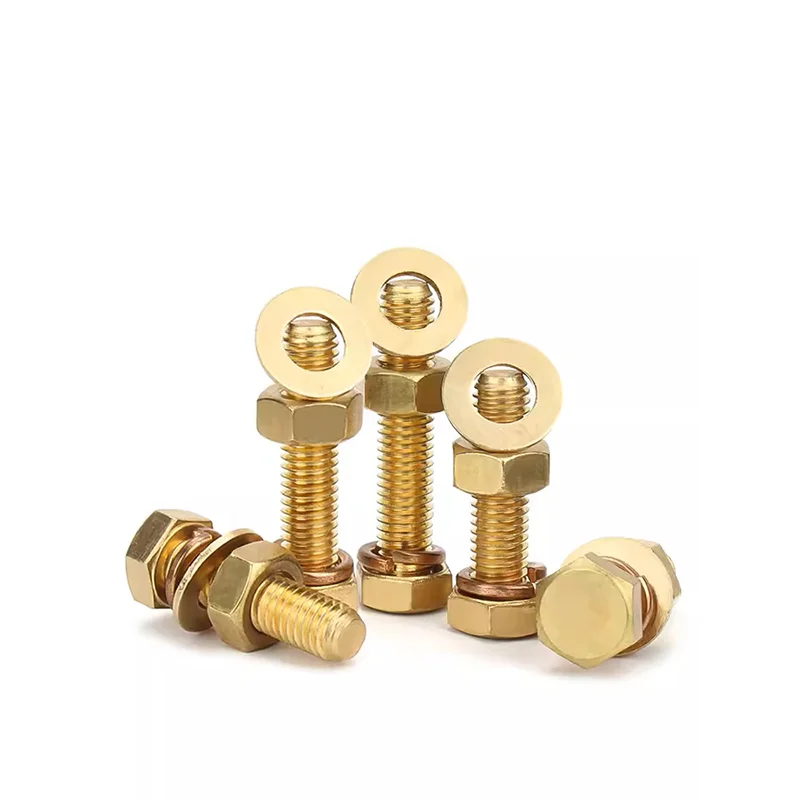 Complete set of brass hexagonal bolts copper hexagonal screw nut combination M4M5M6M8M10M12