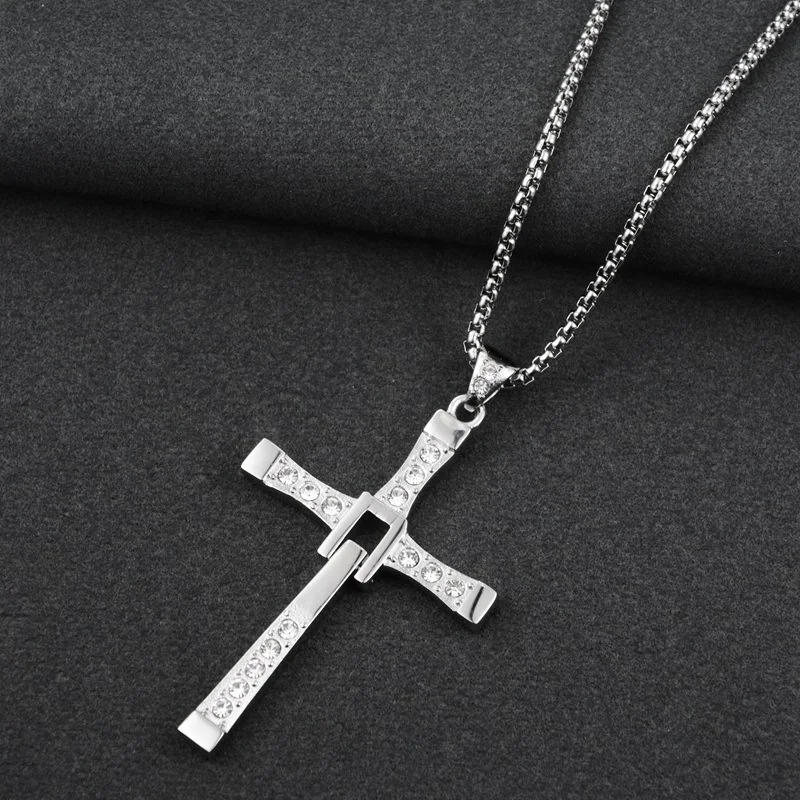 New hip-hop personality fashion cross stainless steel necklace accessories for men and women
