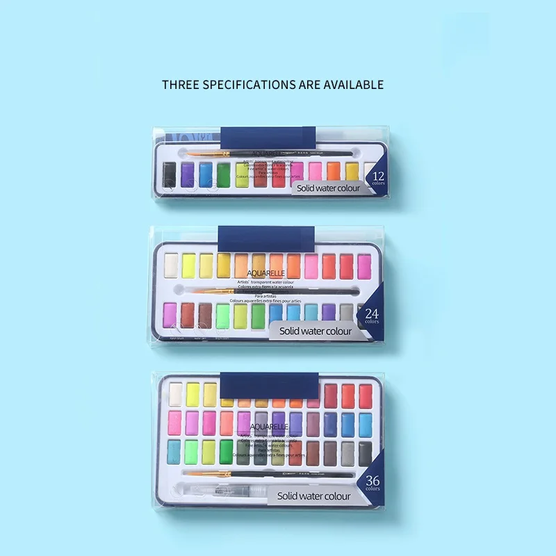 Painting Travel Pigment Artist Professional Portable Solid Watercolor Paint Set 12 Colors Solid Watercolor Paints