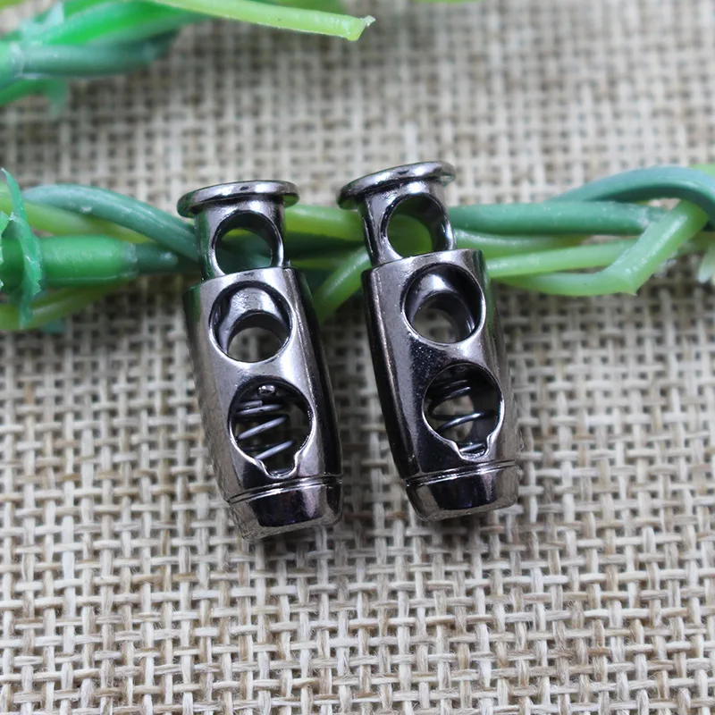 Wholesale Custom Double Hole Metal Cord Locks Cord End Stopper Drawstring Rope Elastic End Zipper Cord Pull End Rope Lock Toggle