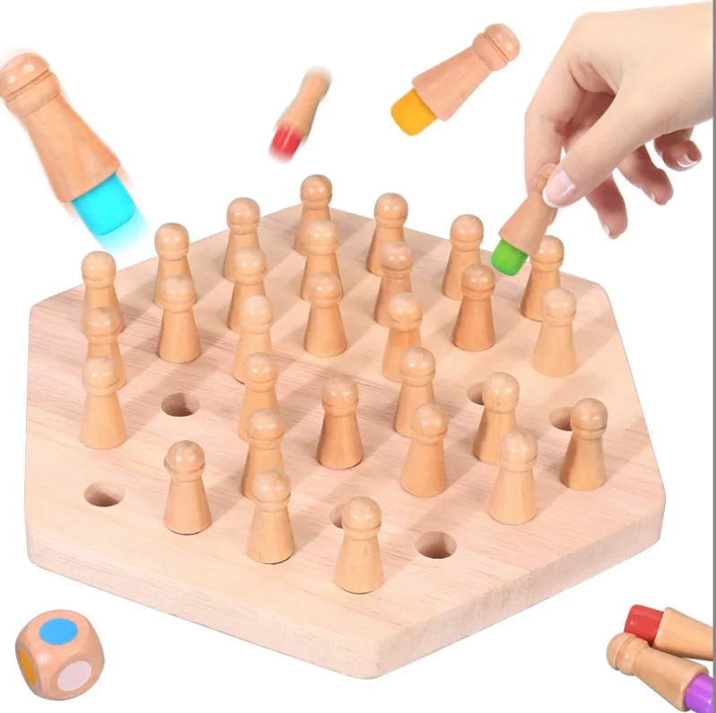 Wooden early education color memory chess