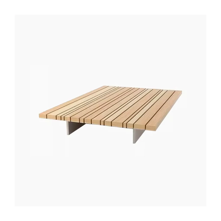 Modern L-Shaped Grey Sofa Set Outdoor Teak Wood Garden Furniture Living Room Couch Set For Patio