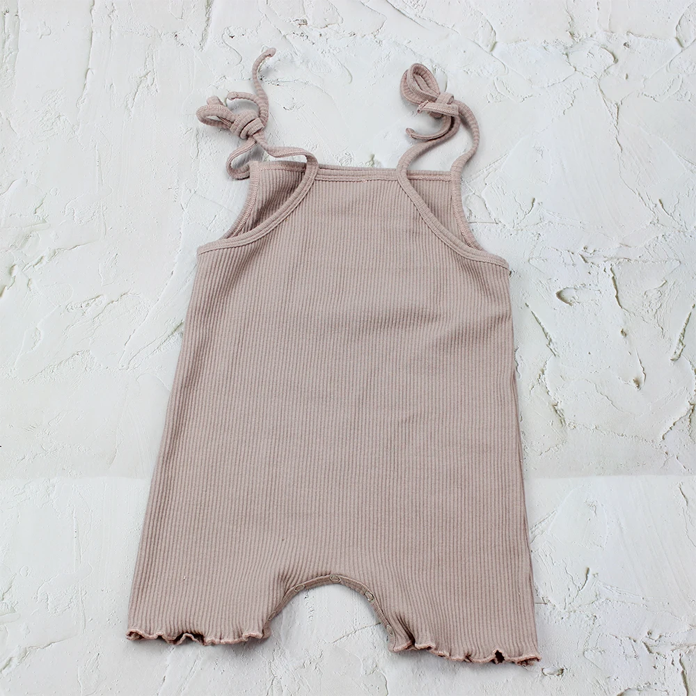 High Quality ropa de bebe ribbed cotton strapless infant baby clothes summer rompers girls for 3-6 months