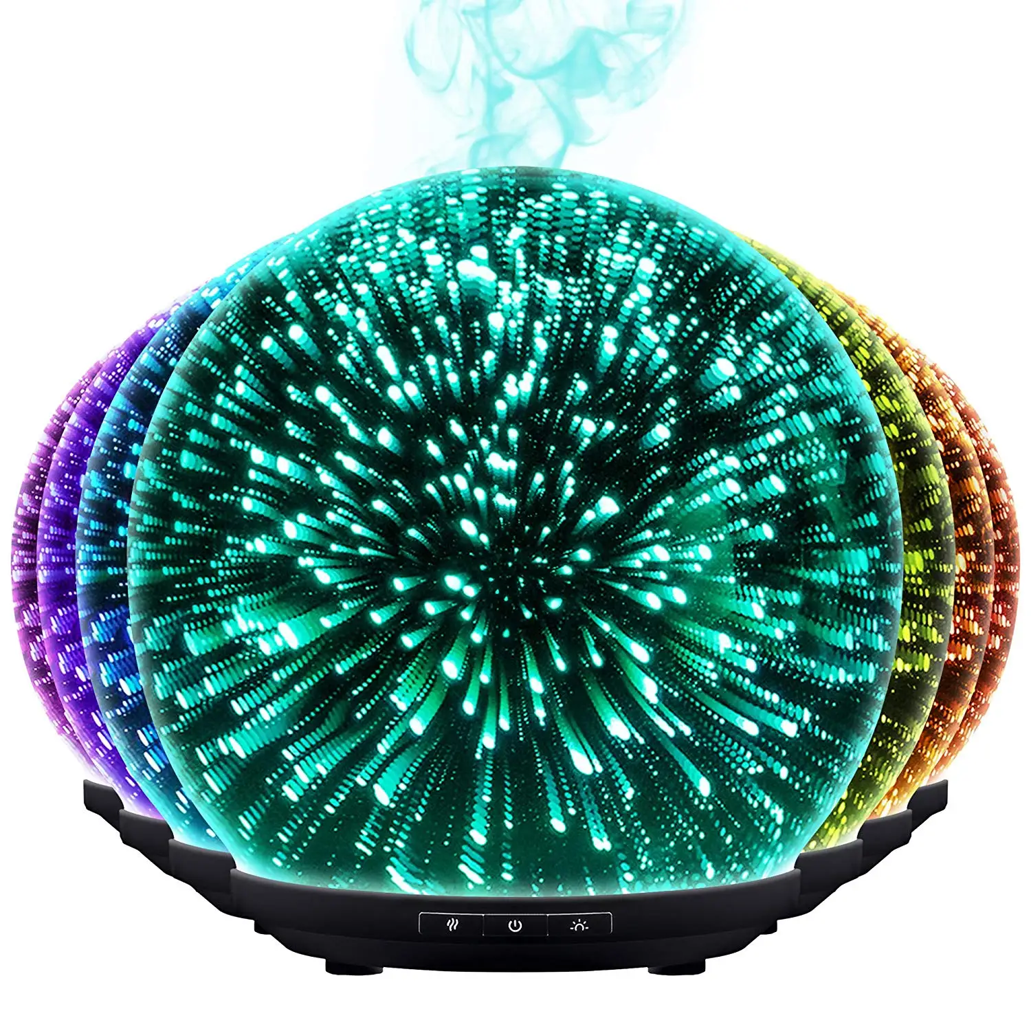 Ultrasonic Air Humidifier Essential Oil diffuser 3d effect glass commercial aroma diffuser with CE ROHS FCC timer