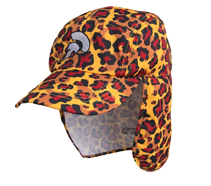 Mens custom made polyester cotton digital printed with embroidered logos and ear flap legginaire hat
