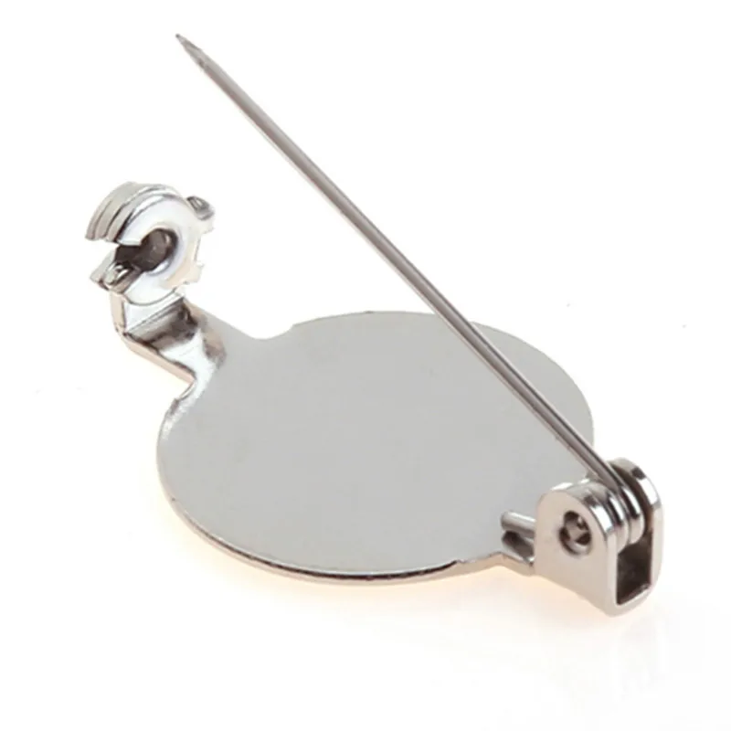 Round Plate Silver Brass Brooch Safety Pin For Badge In Bulk Price