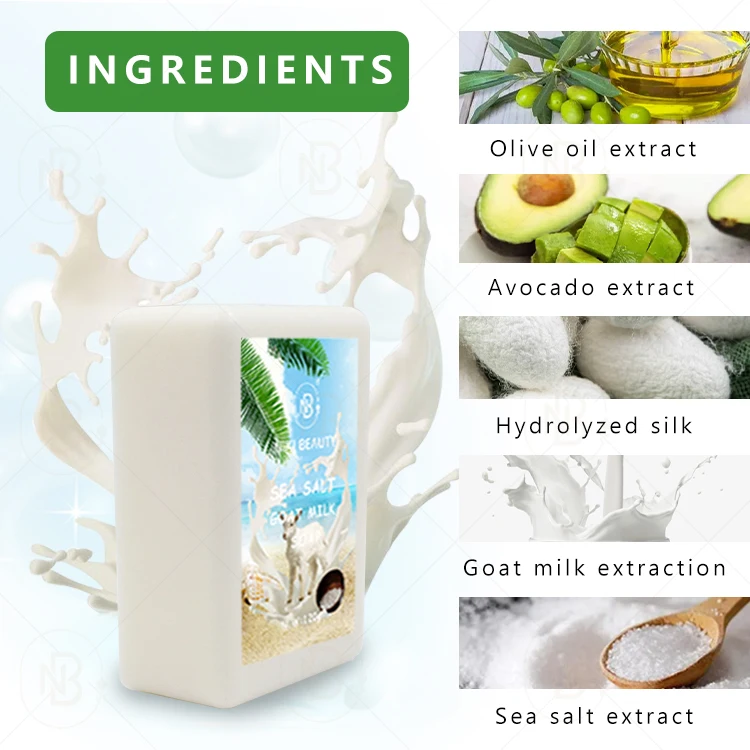 Private Label Natural Handmade Artisanal Silk Sea Salt Goat Milk Whitening Moisturizing Soap