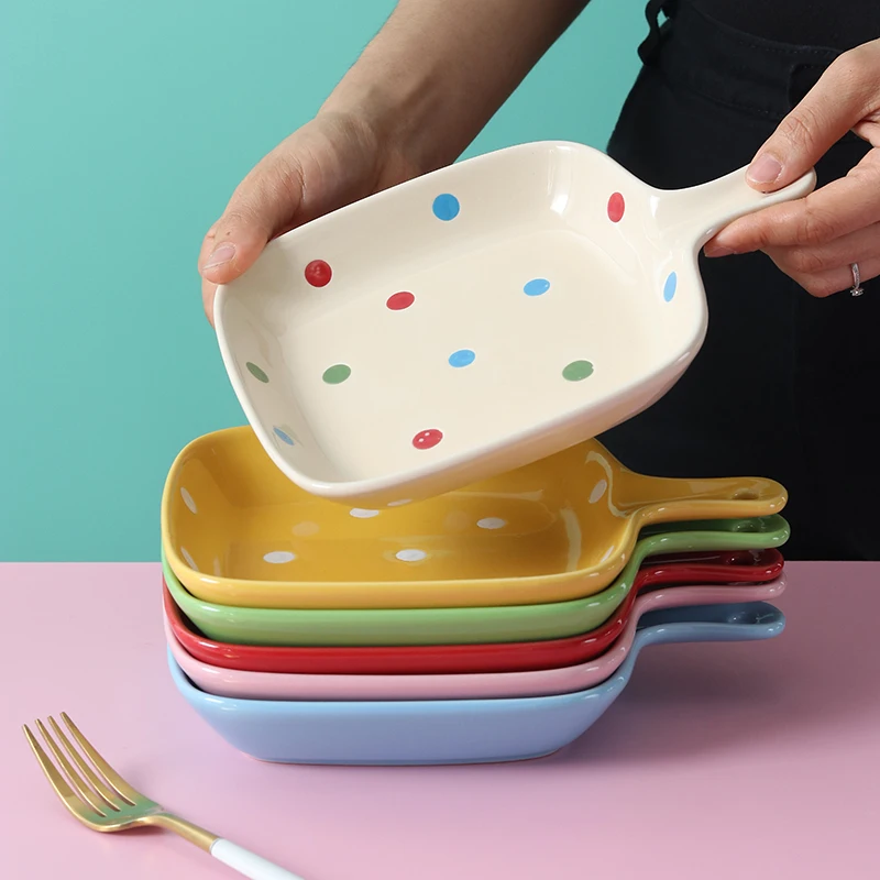 Customized Colors and Sizes Urban Fashion Ceramic Sauce  Dish single handle bowl tray