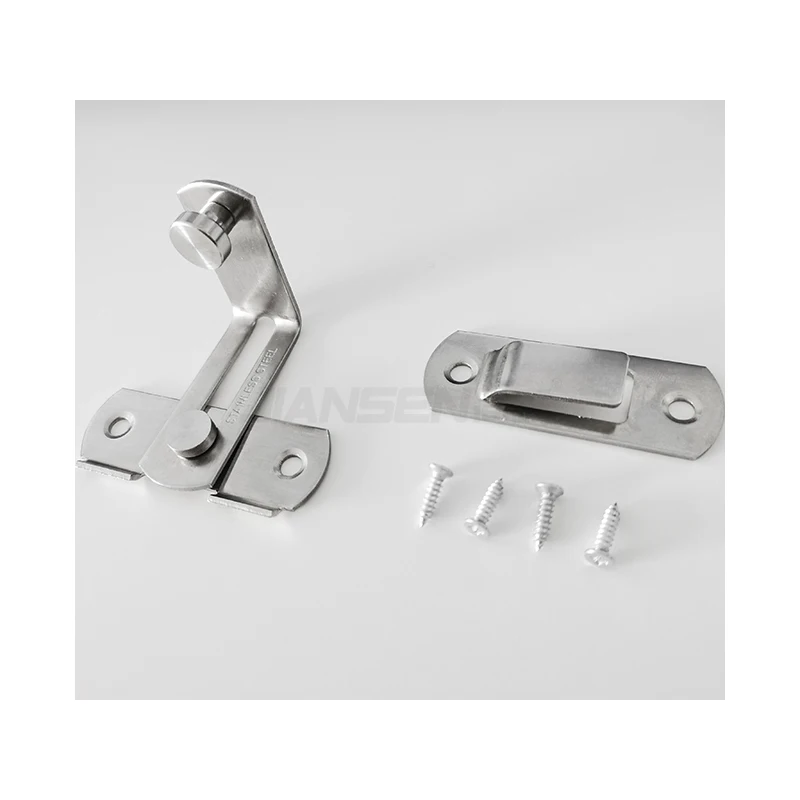Sliver 90 Degree Right Stainless Steel Angle Door Latch Buckle for Barn Doors and Window Lock