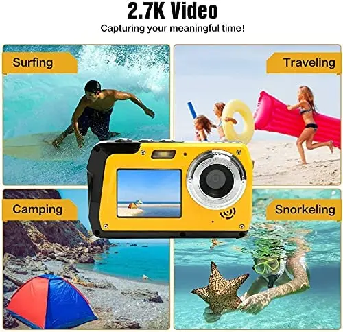 16X Digital Zoom Digital Camera 48MP Waterproof Camera 2.7K Vlogging Waterproof Camera for Kids