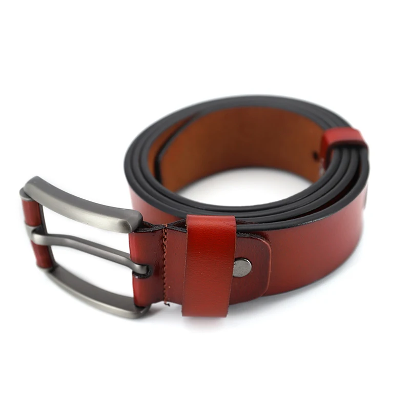 2021 New Fashion Trendy Homemade Female Belt Genuine Leather Belt Red Color Metal Buckle for Women In Bulk