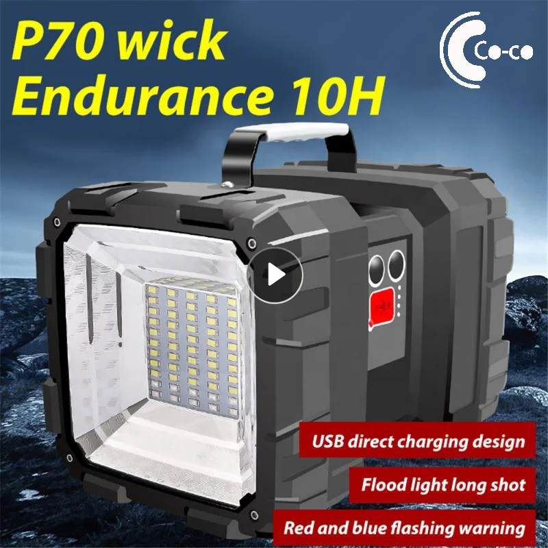 W844 Xhp70 10 Hours Portable Spotlights Flashlight 60W Long-range 5000 Xenon Multifunctional Home Outdoor Work Searchlight
