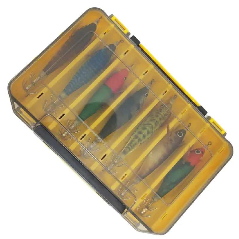 In  Stock 14 Compartments Fishing Tackle Lure Case Egi Squid Jig Minnows Bait Reversible Double Sided Fishing Lure Tackle Box