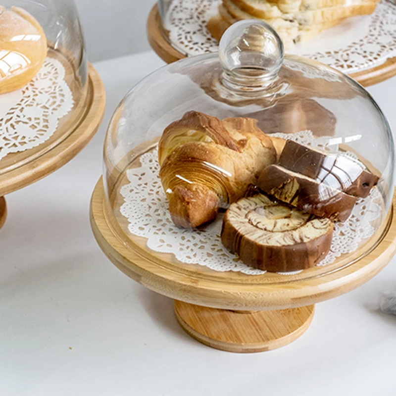 Amazon Hot Sale High Quality Custom Size Home Decor Glass Dome  Glass Cake Stand