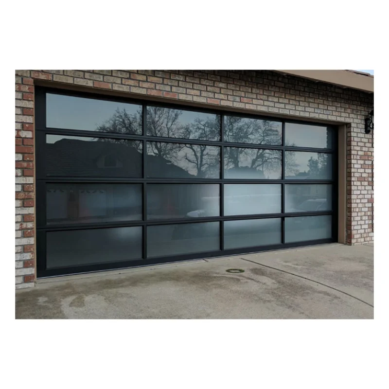 Remote Control Automatic Electric Soundproof Perspective Turning Plate Aluminum Frame Plastic Plate  Glass Garage Door