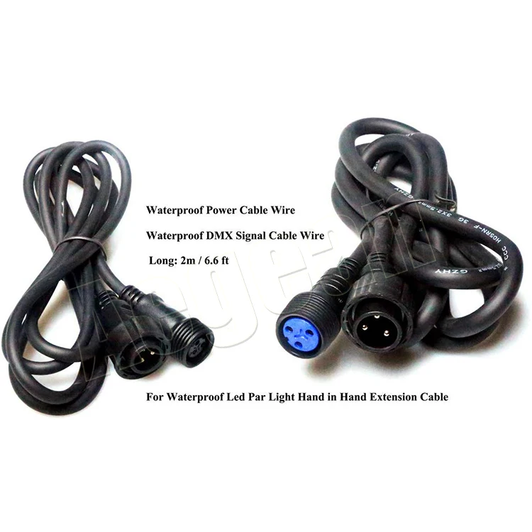 2m 6.6ft Outdoor DMX + Power Cable Hand in Hand Extension Male Female Waterproof DMX Power Cable for IP65 Led Stage Lights