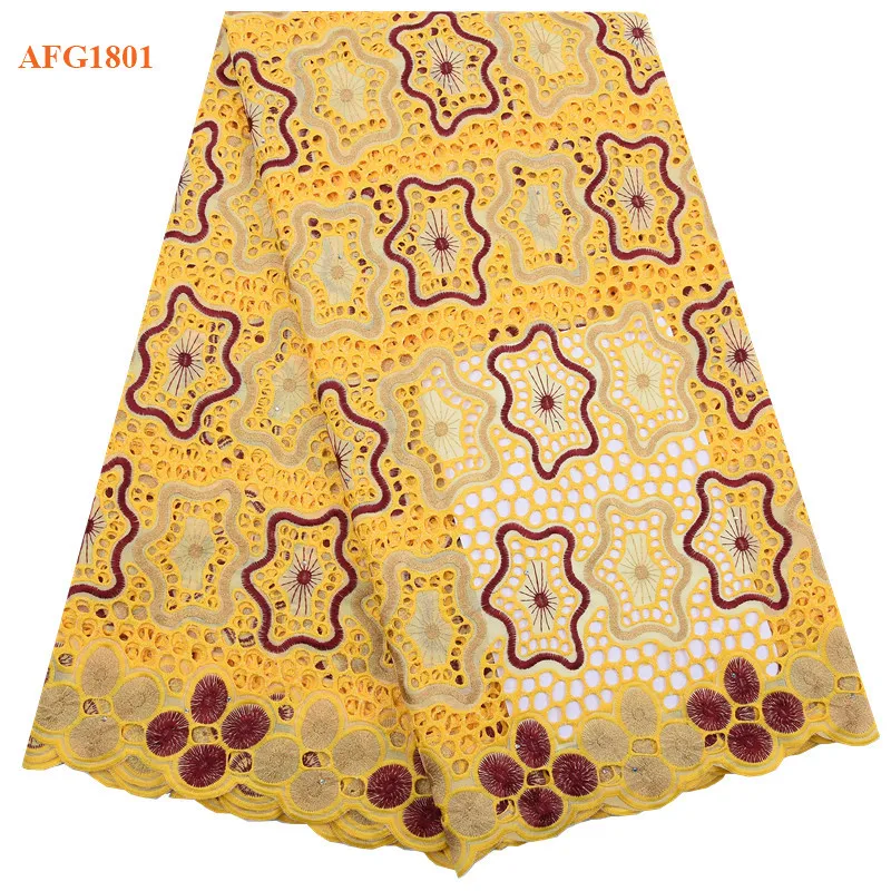 African Dry Lace Fabric Nigerian Lace Fabric White add Brown High Quality Swiss Voile Lace In Switzerland For Women Wedding 1801