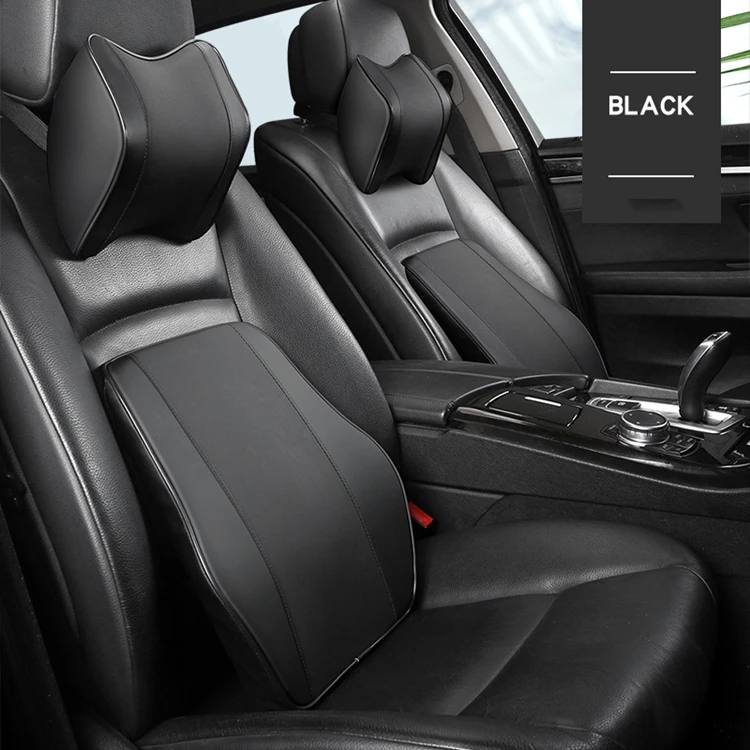 Поддерживающая Подушка для спины автомобильного сиденья, подушка для шеи, подушка с эффектом памяти, хлопковая, волокнистая, кожаная, поддержка поясницы, автомобильная дорожная подушка, поясная подушка для автомобиля