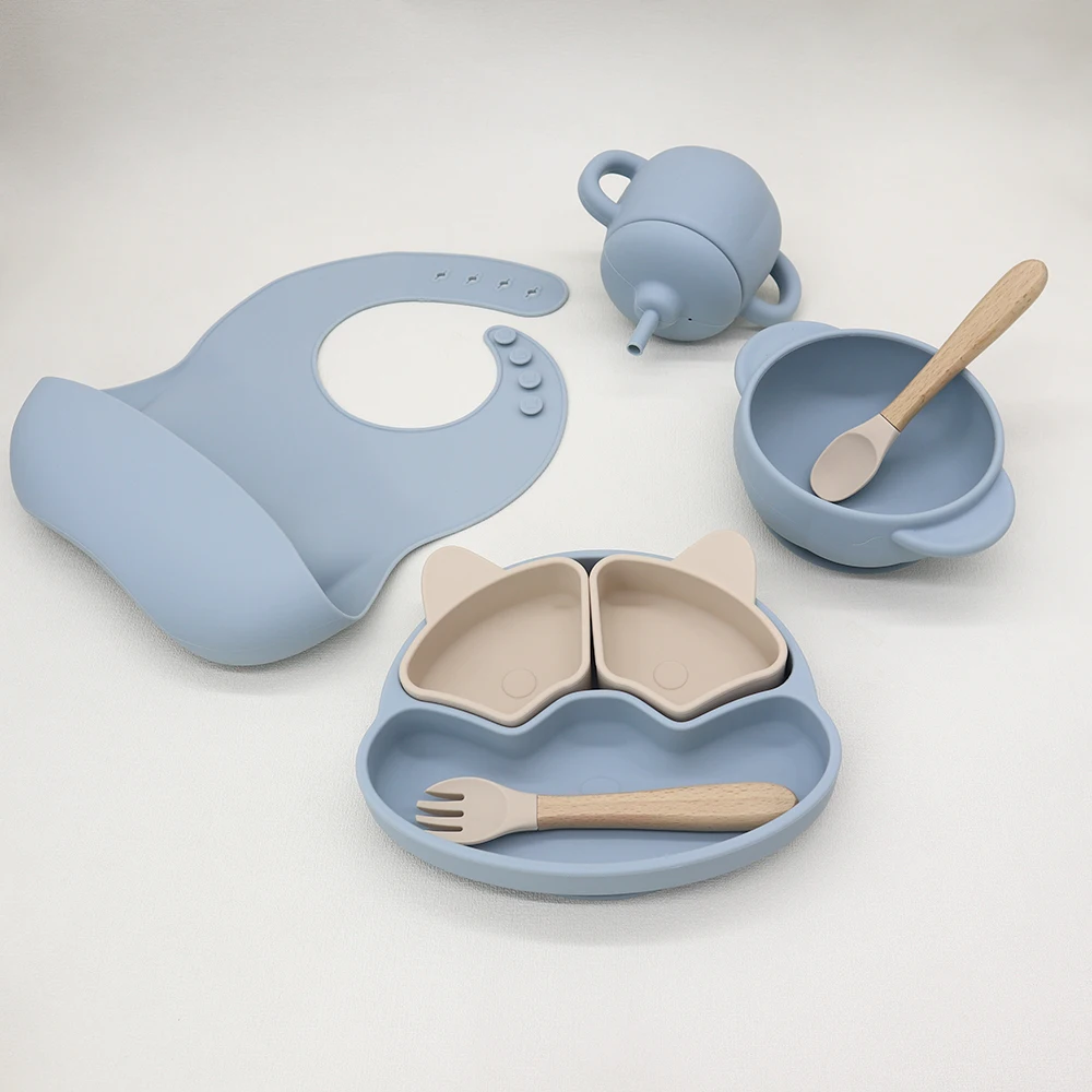 Manufacturer Wholesale New Design Toddler Solid Food Feeding BPA Free Suction Bowl Baby Silicone Plate Set