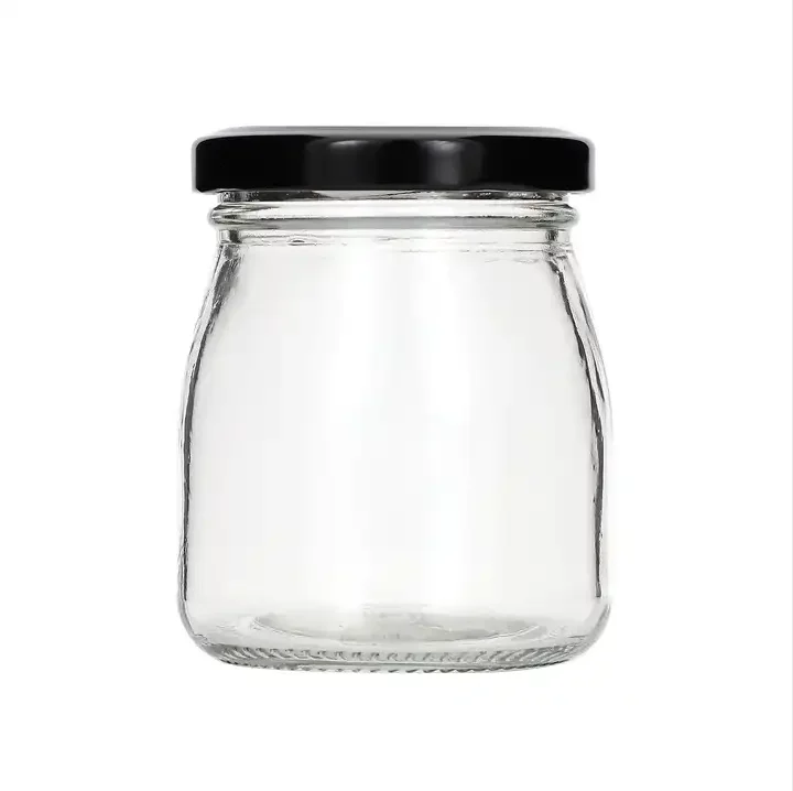 Wholesale Glass Yogurt Container 5oz 200ml Jam Pudding Jar with Screw Metal
