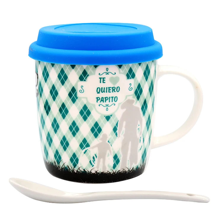 Wholesale Custom Chinese Porcelain Tea Cup Spanish Sublimation Coffee Mugs With Lid