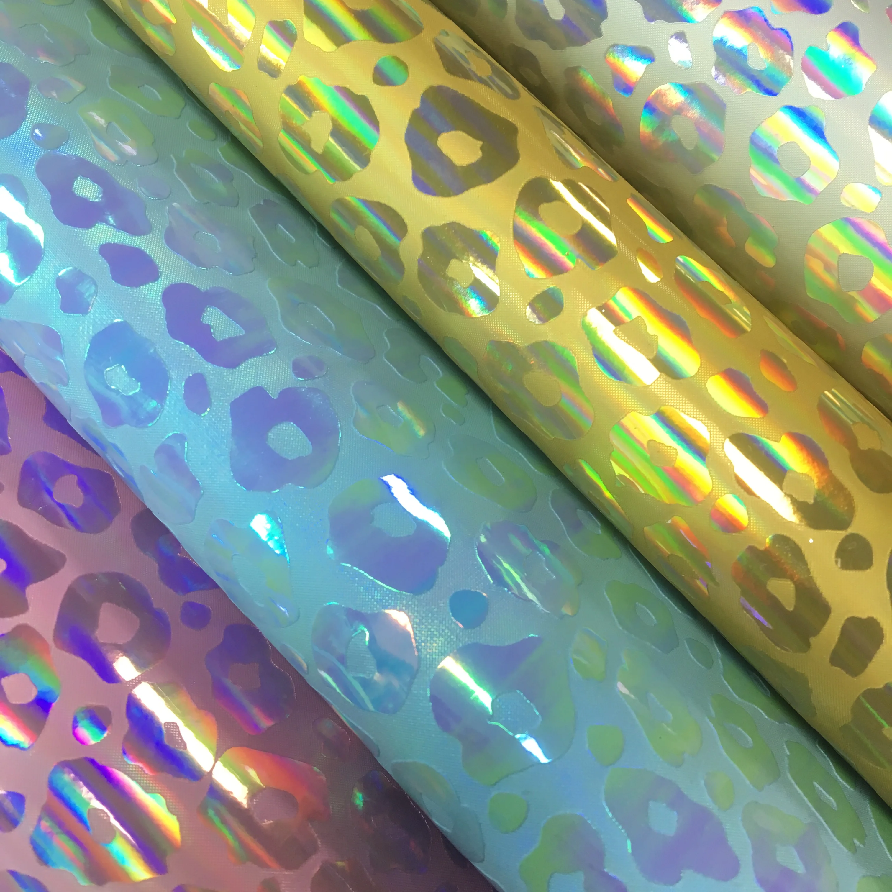 Wholesale partial bright surface laser leopard print material for the production of hand bag mobile phone case