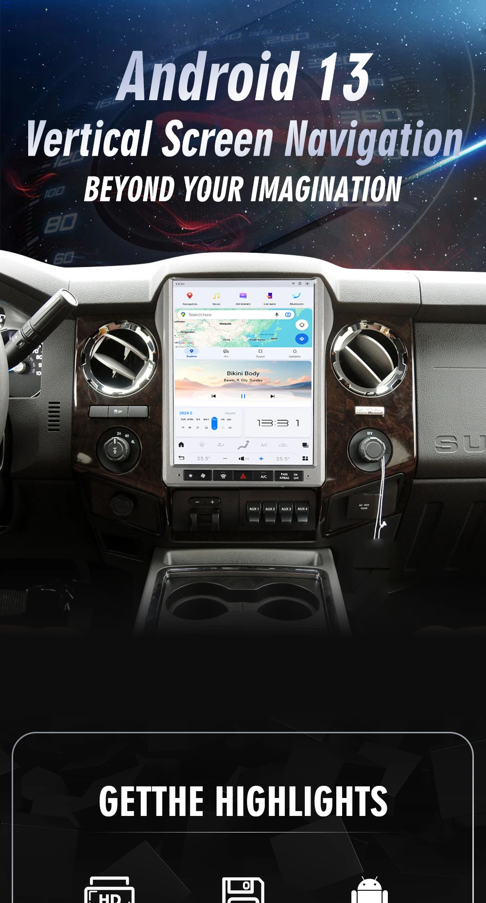 NaviHua Auto DVD Player Car Radio GPS Navigation System 1024*768 For Ford F250 F350 2013-2014 Android Car Stereo