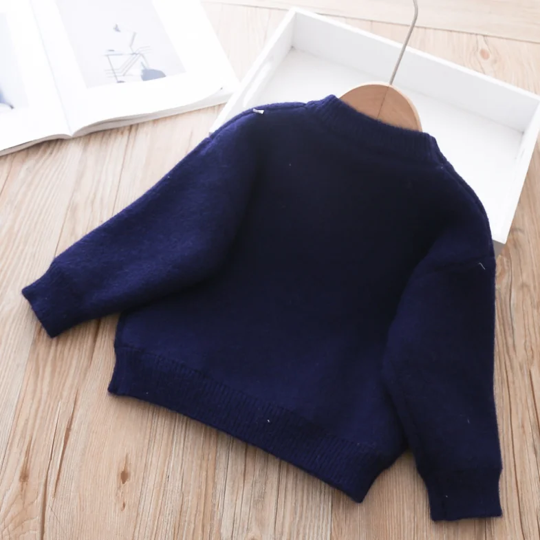 
Girls winter new style western pullover sweater round neck cherry plus velvet thick knitted bottoming shirt 