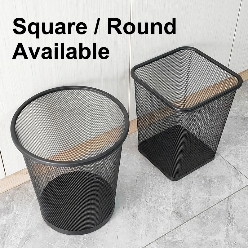 Wastebasket Home Office Metal Wire Mesh Wastepaper Basket Container Outdoor Bathroom Kitchen Garbage Trash Can Waste Bins
