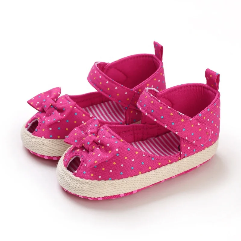 EVERTOP full cotton canvas printing non slip sole summer baby sandal shoes newborn girl shoes