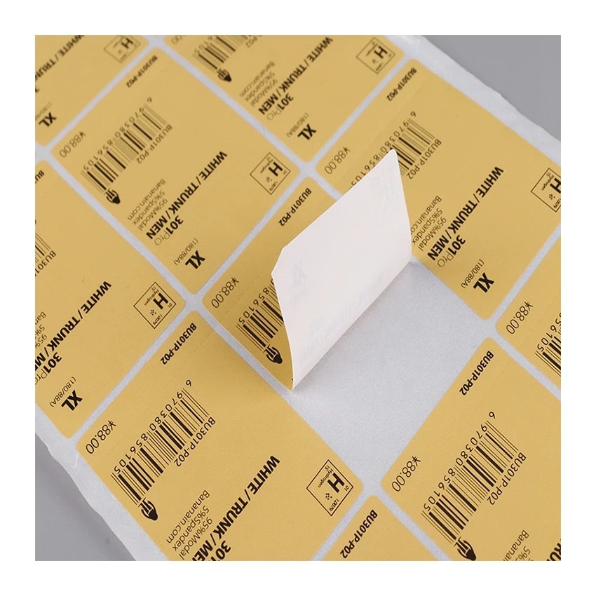 Customized Logo Waterproof Clothing Barcode Sticker Labels for Clothing