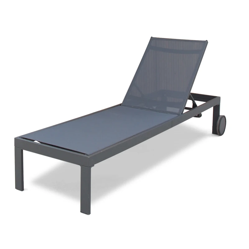 Uland  American Sun Lounger Black Waterproof Outdoor Garden Lounger Aluminium Frame