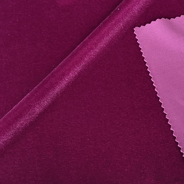Warp Knit 8% Spandex 92% Polyester Stretch Velvet Fabric Shiny Korea Fleece Fabric