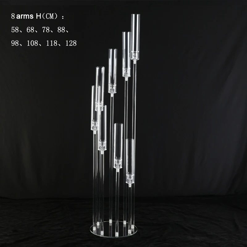 Clear Candelabras Weddings Table Centerpieces Decoration 5 Arm  8 Arm Acrylic Candelabra Led Candle Holder Candle Stand