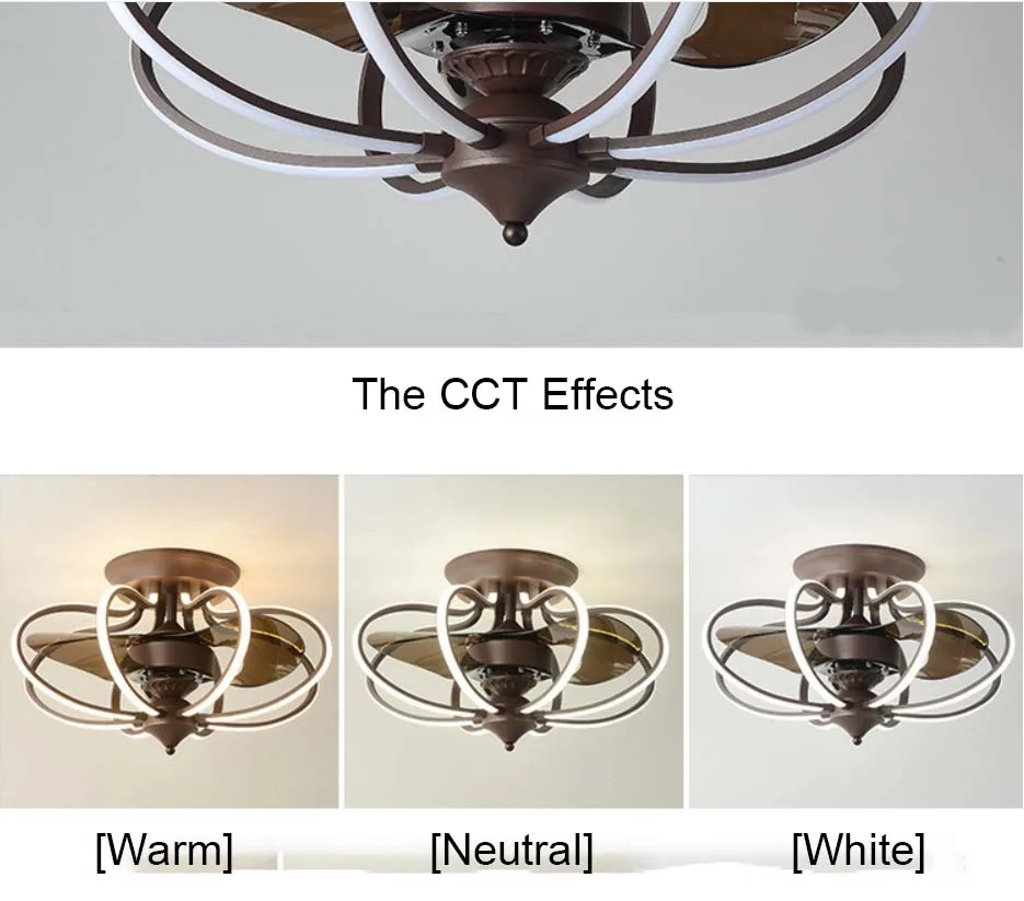 Amazon Hot Sale Luxurious Family Villa Hotel Decoration Warm/Neutral/White Selectable LED Ceiling Fan Light With Remote Control