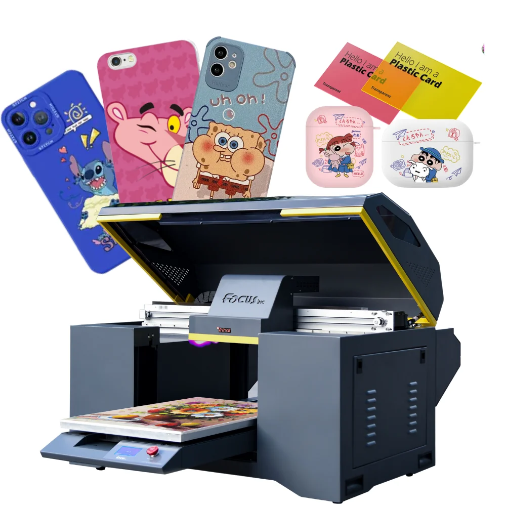 Focus A2 6090 Multifunction UV Flatbed Printer DTF Transfer Film Sticker Printing Machine with Varnish
