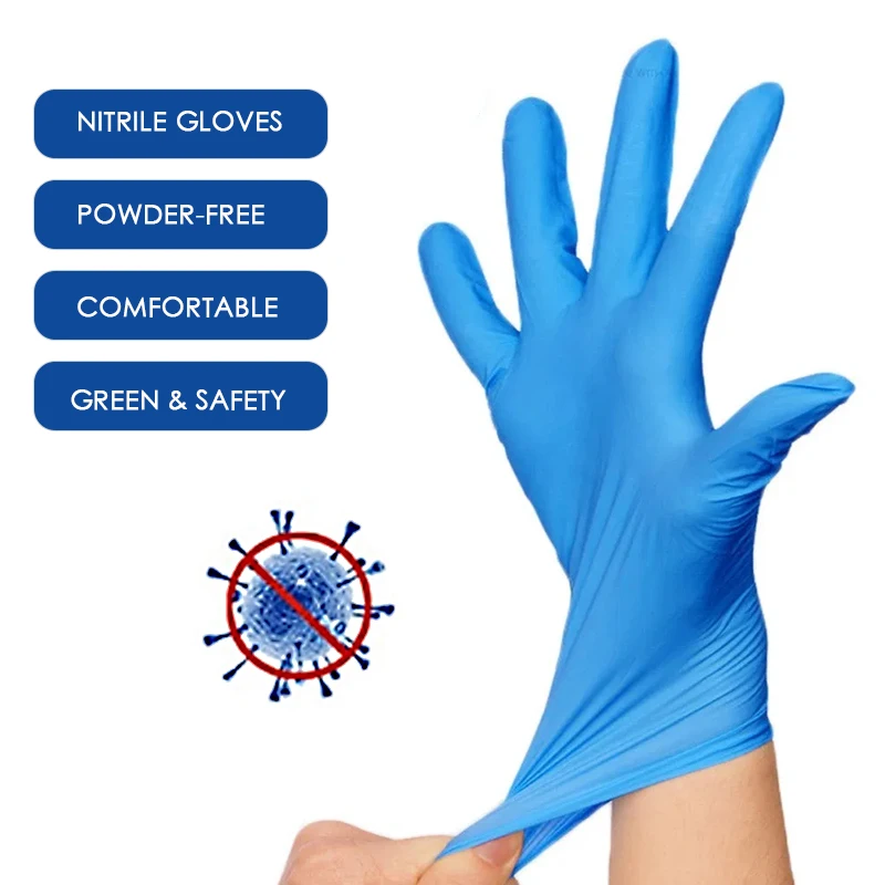 Nitrile rubber gloves blue nitrile powder free gloves latex free vinyl nitrile gloves