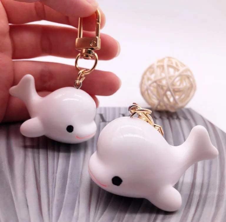dolphin key ring bag mobile phone accessories aquarium souvenirs Creative 3D three-dimensional white lovely