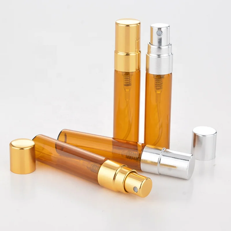 Empty Mini Refillable 5ml 10ml Amber Slim Glass Spray Perfume Bottles Pocket Spray Glass Parfum Bottle Wholesale
