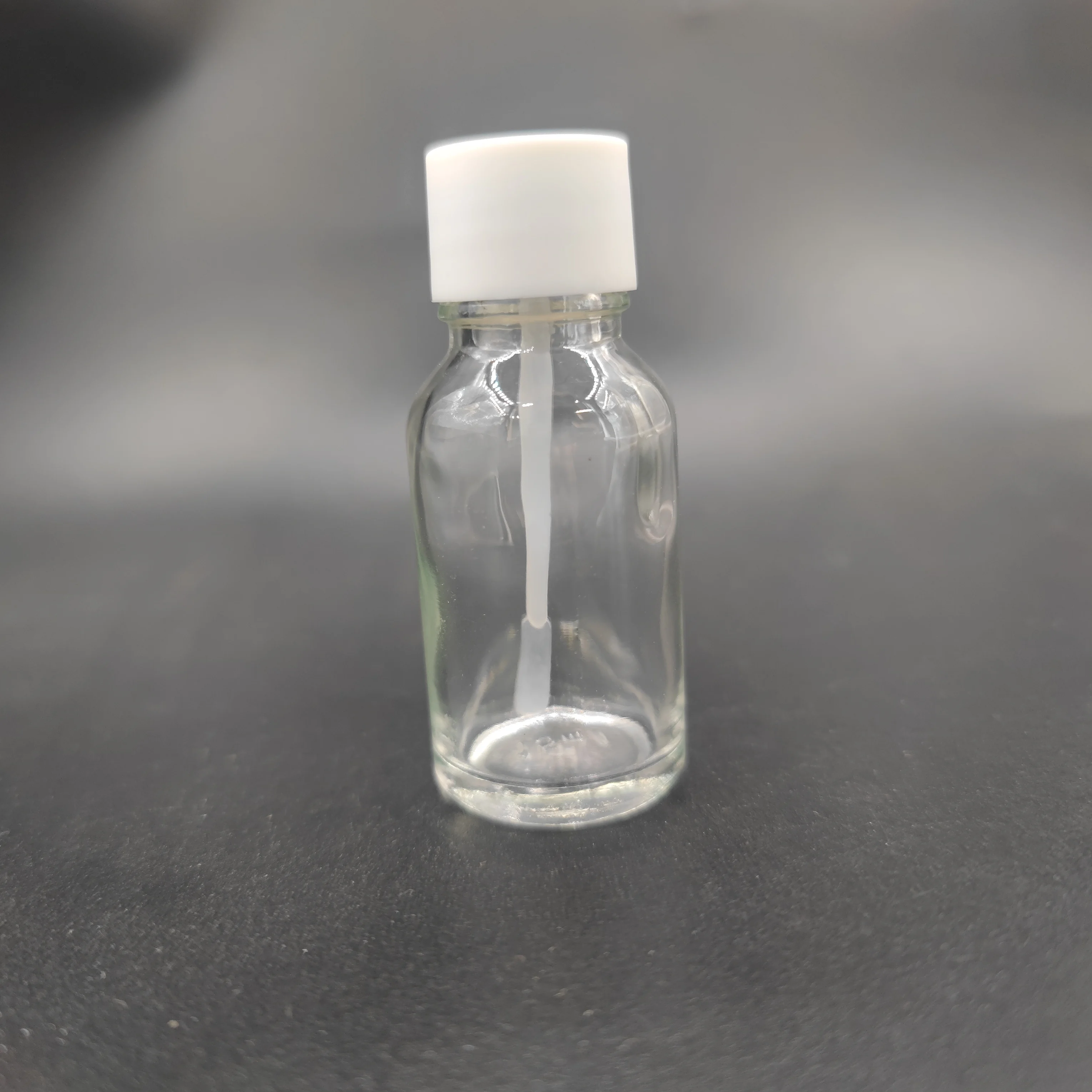15ml Transparent Glass Bottle With Spatula Cap Brush For Glue Liquid Blush Eye Shadow Bottle 0.5OZ