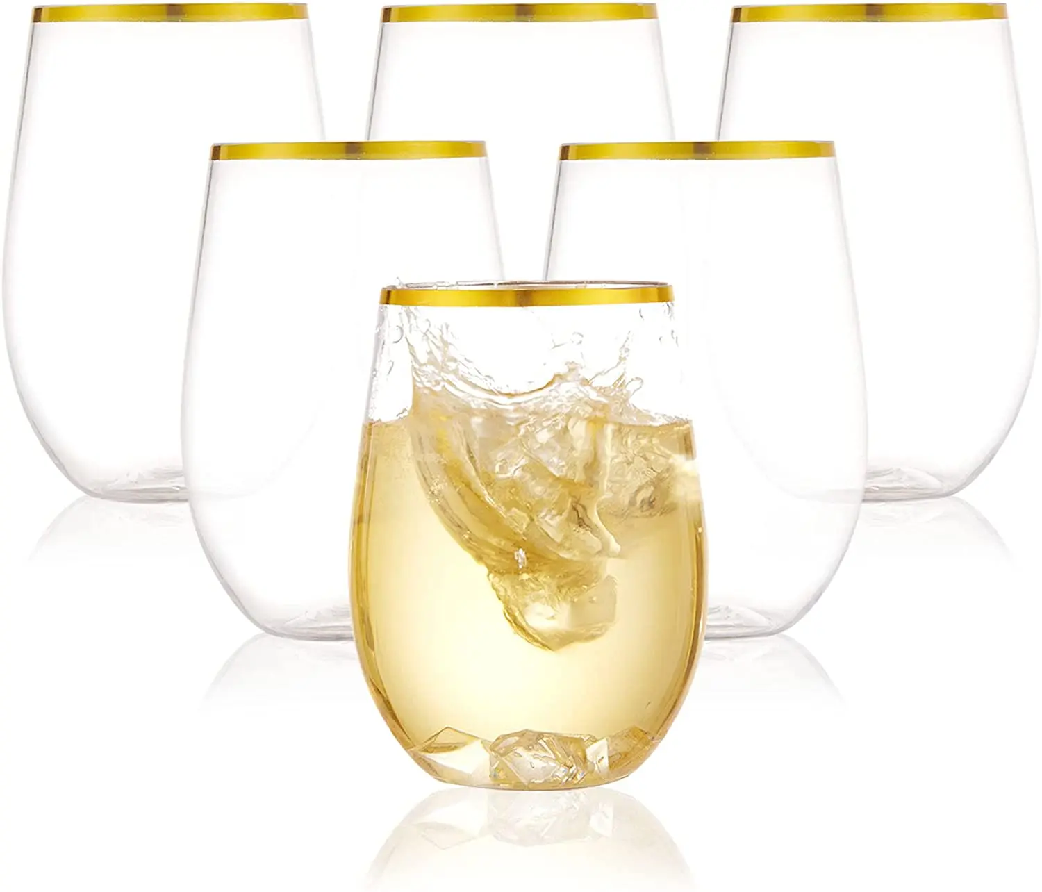 16oz Best Selling Unbreakable Elegant Plastic Stemless Wine Wedding Champagne Glasses Shatterproof Recyclable