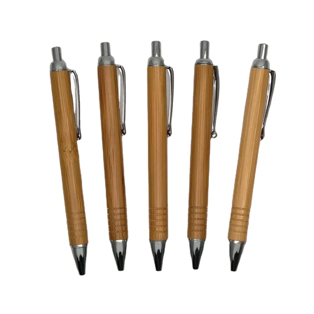Eco friendly High Quality Cute Wholesale Promotional Bamboo ballpen with metal clip logo customized stationery