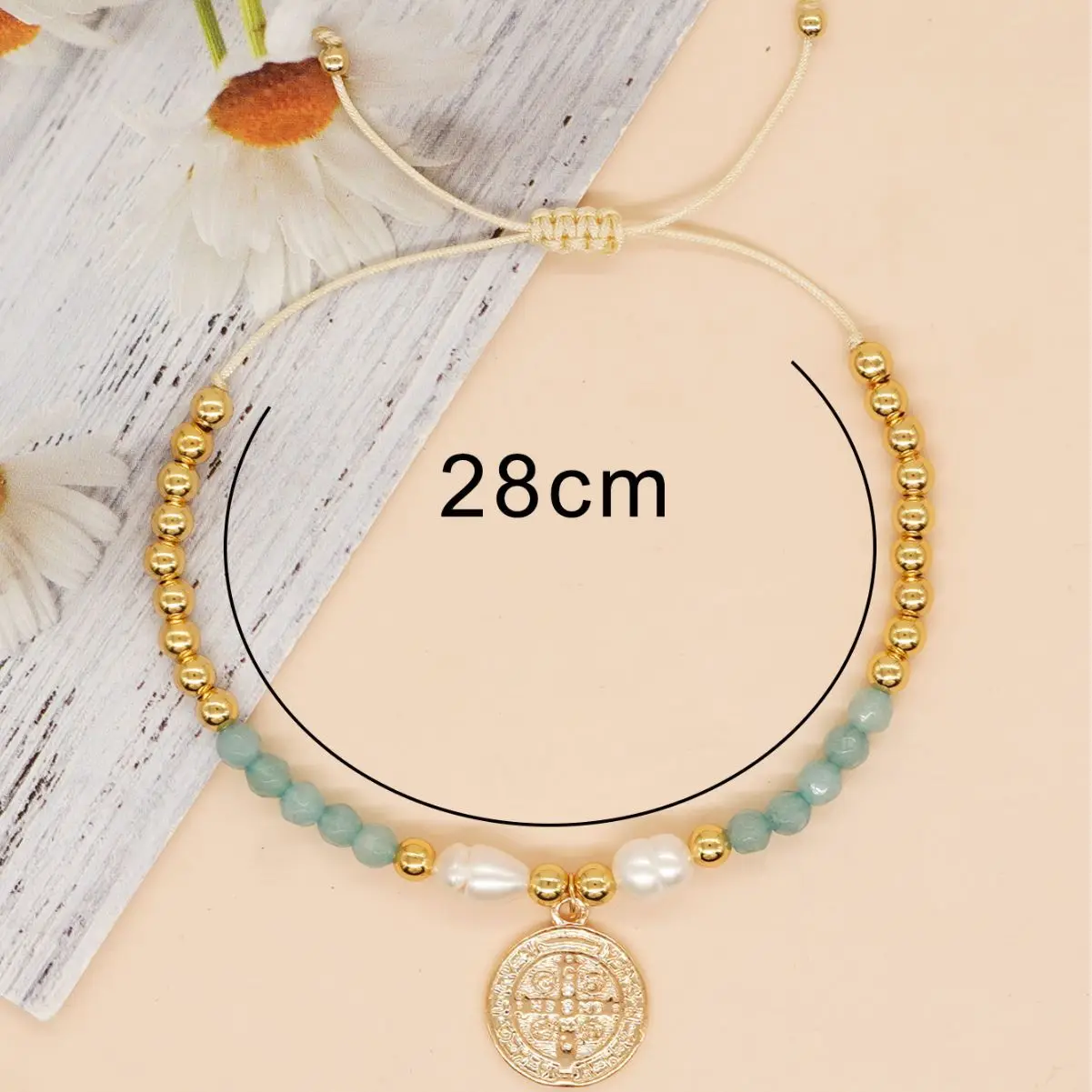 Go2boho New In 18k Gold Beaded Friendship Bracelet Virgin Mary Mother Of God Madonna Charm Freshwater Pearl Women Jewelry Gift